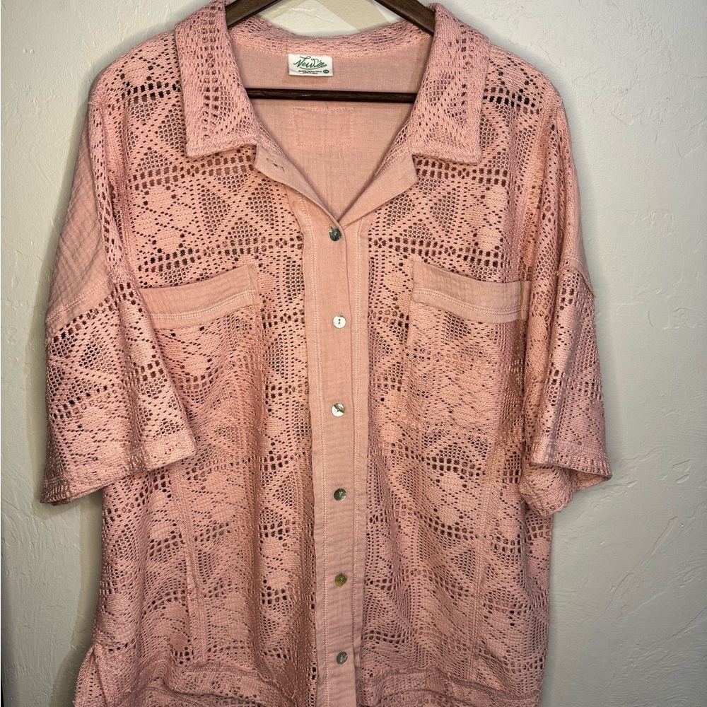 New Me Blush Pink‎ Short Sleeve Button Down Size 1X